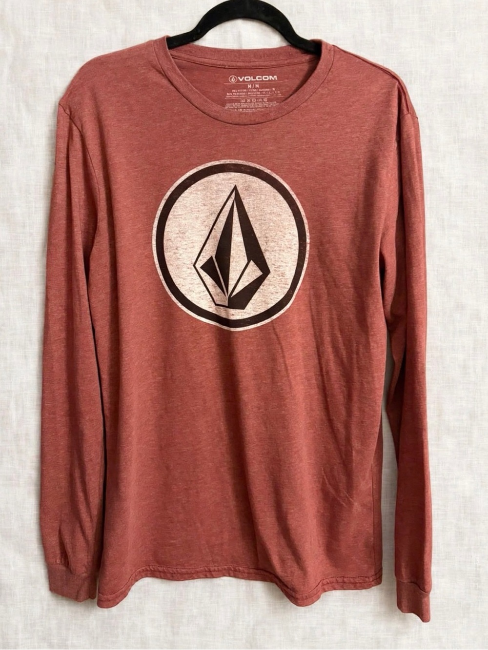 Volcom Men's Long Sleeve Logo Tee - Rust Red